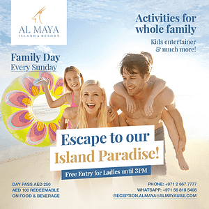 Escape to Our Island Paradise! – Al Maya Island & Resort Sunday Pool Party Family Day – Arabic Events Shafqa.com Online Shopping, Best Prices in Dubai UAE