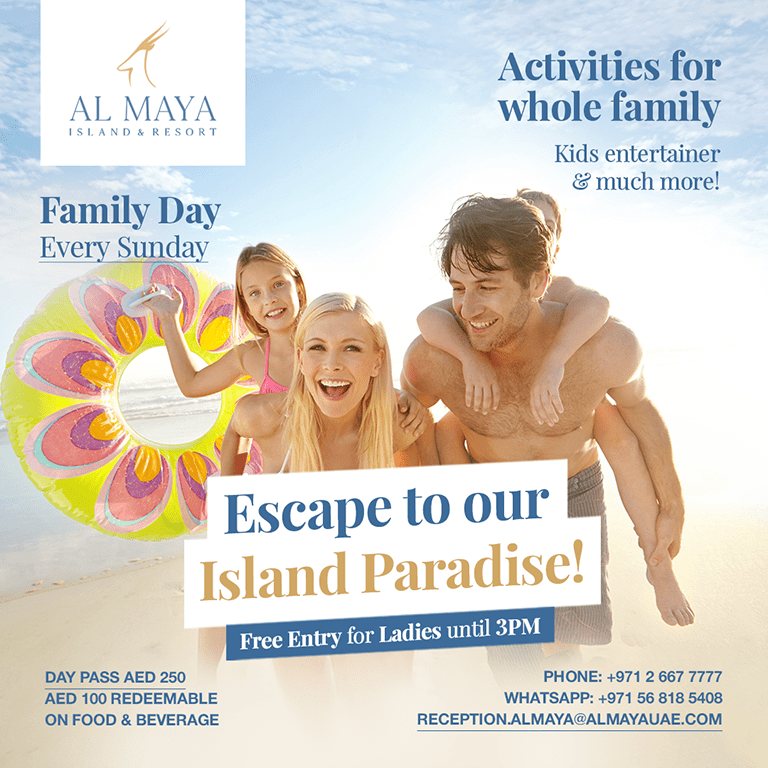 Escape to Our Island Paradise! – Al Maya Island & Resort Sunday Pool Party Family Day – Arabic Events Shafqa.com Online Shopping, Best Prices in Dubai UAE 2